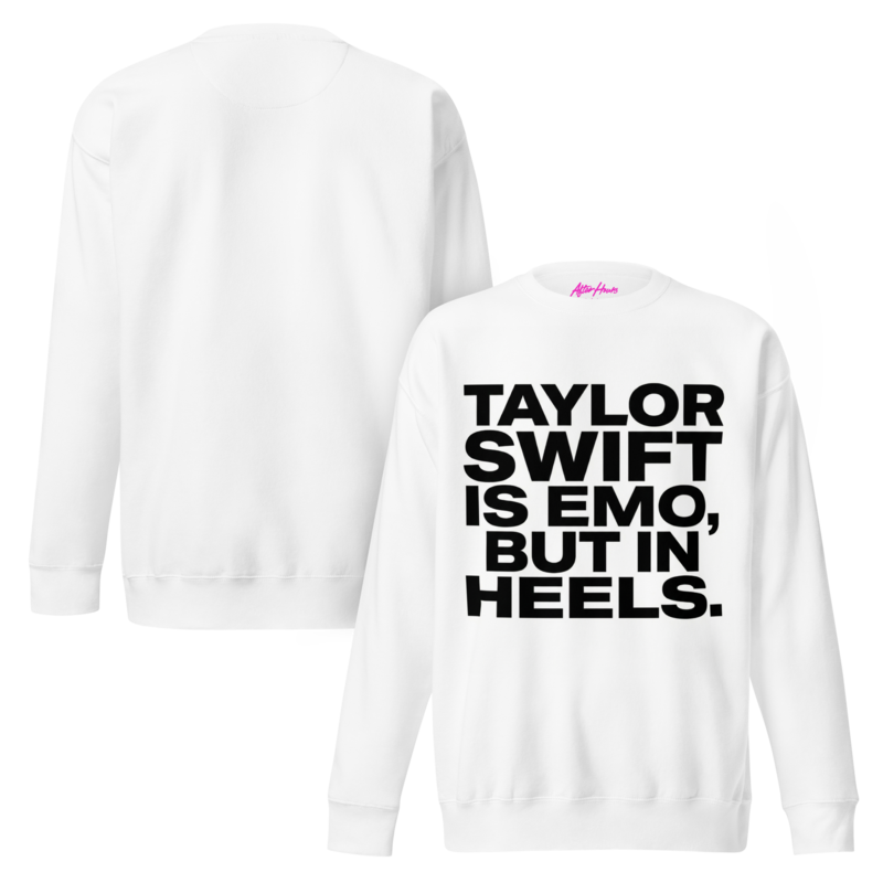 EMO, But In Heels - White Unisex Premium Sweatshirt